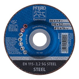 PFERD 4-1/2" Depressed Center SG Steel Cut-Off Wheel – Type 27, Aluminum Oxide, 7/8" Arbor, 1/8" Thick, Max 13300 RPM – High-Performance Cutting Disc (25 Pack) – Part 63104