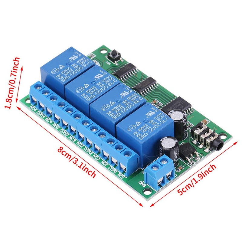 4 Channel Decoder Relay AD22B04 12V DTMF Relay Module (10A/250VAC,