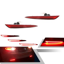 3D Optic Red LED Rear Bumper Reflector Turn Signal Brake Tail Lights Lamps for 2013 2014 2015 2016 2017 2018 Ford Fusion Mondeo 2 Pack