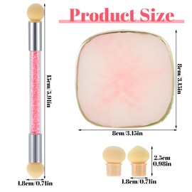 Oruola 2pcs UV Gel Gradient Sponges Pens with Resin Nail Art Palette,Double Head Nails Ombre Brush with 8pcs Replaceable Sponge Heads,Acrylic Manicure DIY Nails Design Tools