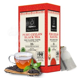 Ceylonzon Pure Ceylon Black Tea Classic Taste 25 Individually Foil-Wrapped Tea Bags, Premium BOPF SriLankan Tea with Rich Antioxidant, Perfect for Hot or Iced Tea
