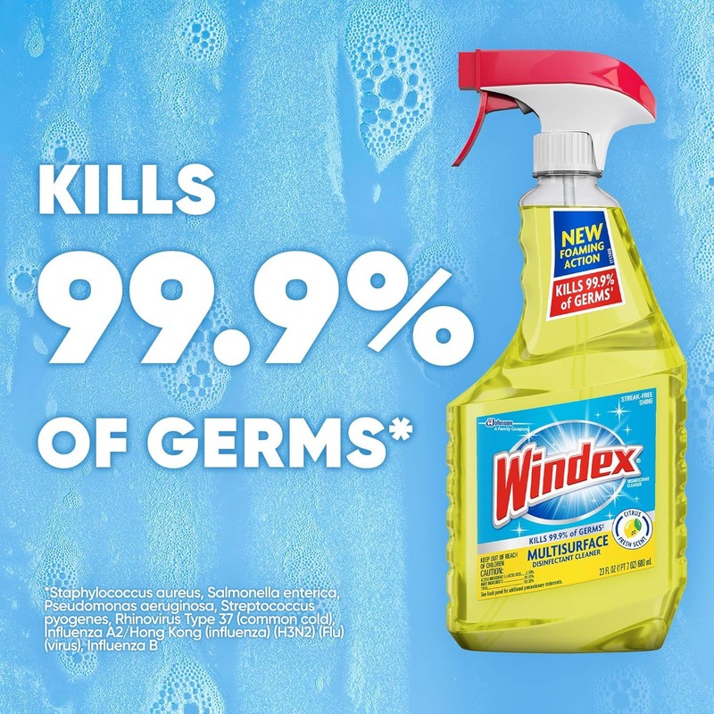 Windex Multipurpose Cleaner Disinfectant Spray Bottle, Packaging Designed to Prevent