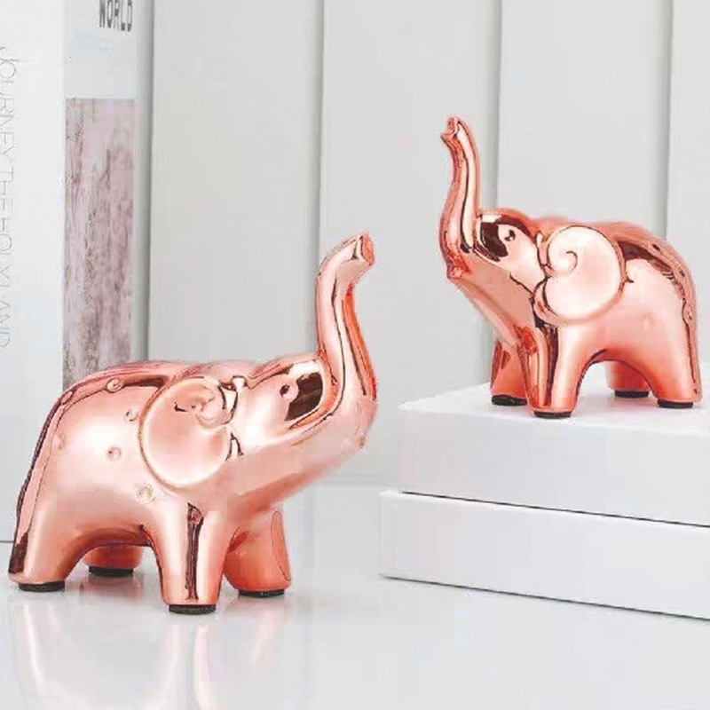 Tibeoyad Set of 2 Ceramic Elephant Ornaments, Desktop Statue, Tiny