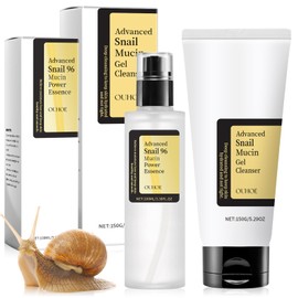 Snail 96 Mucin Power Essence 100 ml + Snail Mucin Cleansing Gel 150 g, Snail Slime Serum Face Skincare Cleanser Gel Skin Care Set Without Alcohol for All Skin Types Men Women
