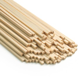 Square Wooden Dowel Rods Wood Sticks for Crafts 1/8"x 12", 100 PCS Square Wood Dowels Wooden Sticks for Crafting, Unfinished Pine Hardwood Sticks for Models Making Miniatures Woodworking Dollhouses