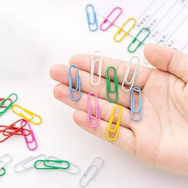 Coloured Paper Clips, 100 Pcs Paper Clamps for Office Stationery Plastic-Coated Paperclips Office Clips with Box