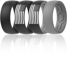 ThunderFit Silicone Rings Unisex, Breathable Two Layers Top Design Rubber Wedding Bands 8mm Wide 2.2mm Thick - 1/4/8 Variety Multipack