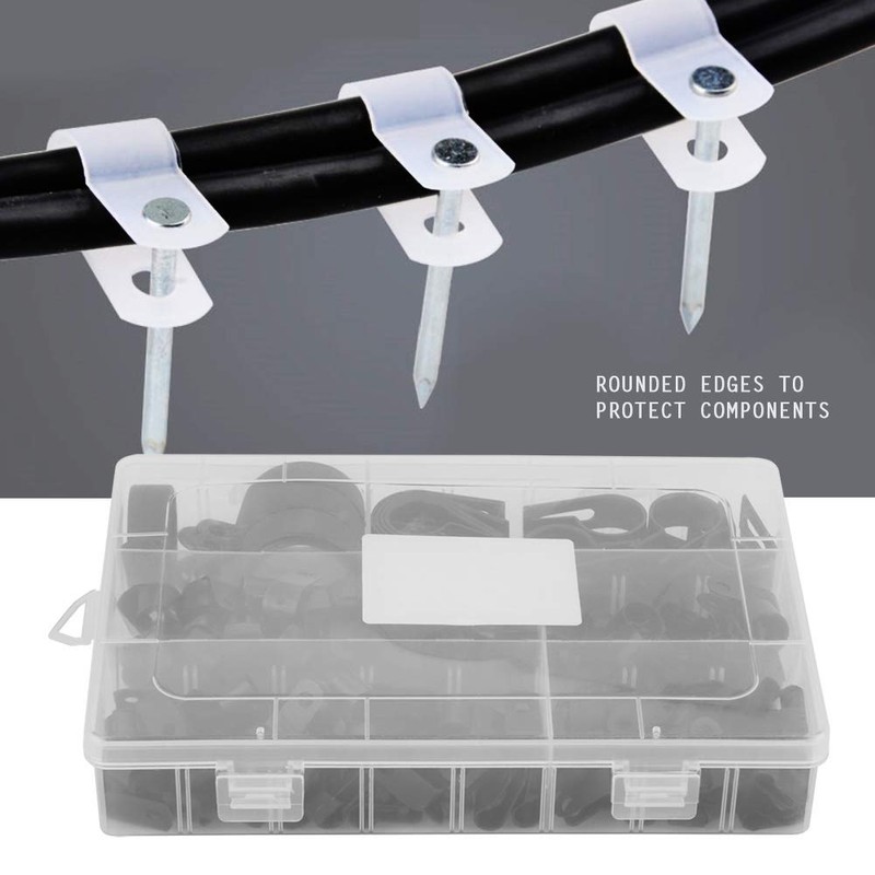 Fydun Cable Clips, Pack of 200 Nylon Plastic Cable Holders,