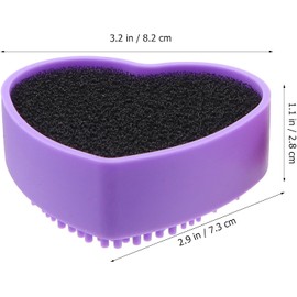 KICHOUSE Caja Limpiadora para Brochas de Maquillaje 2 Piezas, Esponja de Silicona en Forma de Corazón, Colores Surtidos (morado y Fucsia), Portátil y Funcional para Color