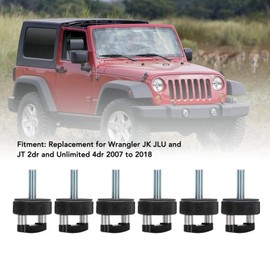 Universal Billet Aluminum Hardtop Quick Release Thumb Screw, 6 Pieces Hardtop Screws with Integrated D-Ring for JK JT 2007 to 2018 (BLACK)