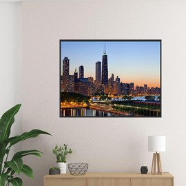 MOER SKY Chicago Skyline Diamond Painting Adult Painting Kits, Downtown Skyline at Dusk Home Bedroom Living Room Art Wall Decoration 12x16 inch