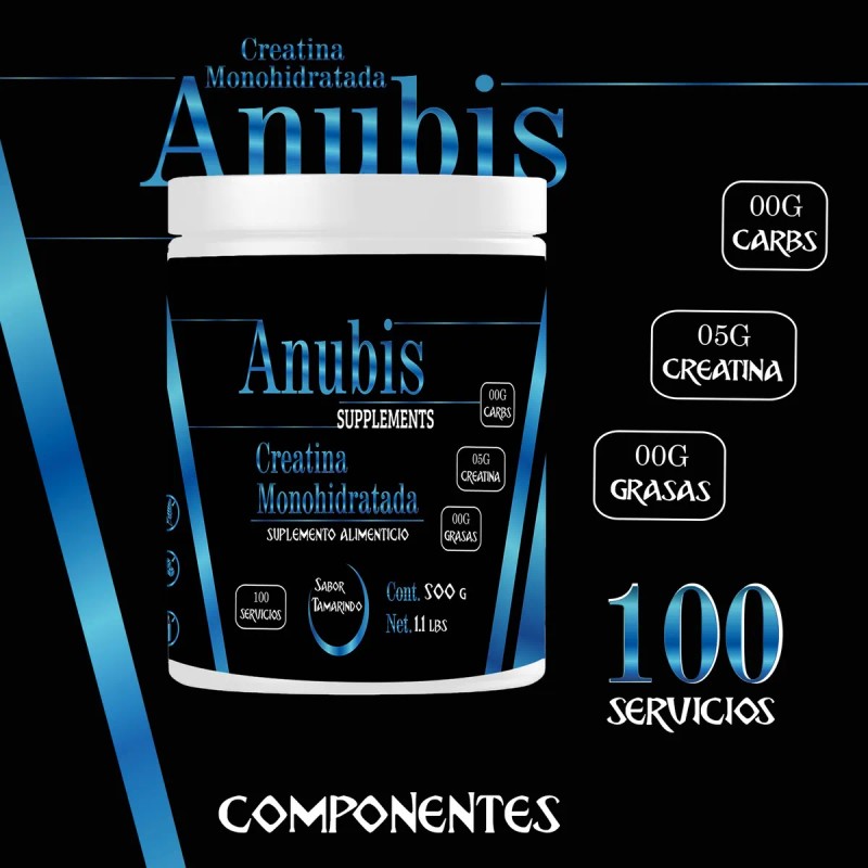 Creatina Monohidratada 500gm Anubis En Polvo Varios Sabores Tamarindo