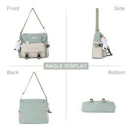 Jywmsc Cute Shoulder Bag for Teen Girls and Women, Kawaii Shoulder Bag with Pins and Stuffed Pendant as Gift, Green