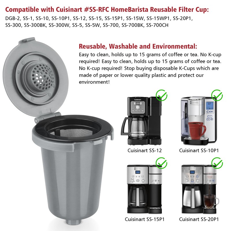 FOTRIC Newly upgraded Reusable Filter Cup for Cuisinart, Compatible with