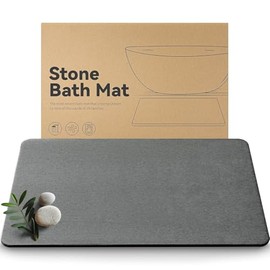 PALAY® Tapete de Baño de Piedra de Tierra de Diatomeas, Alfombra de Baño Antideslizante de Secado Rápido, Tapete para Regadera Super Absorbente 40x30cm, Fácil de Limpiar (Incluye Malla Antideslizante)