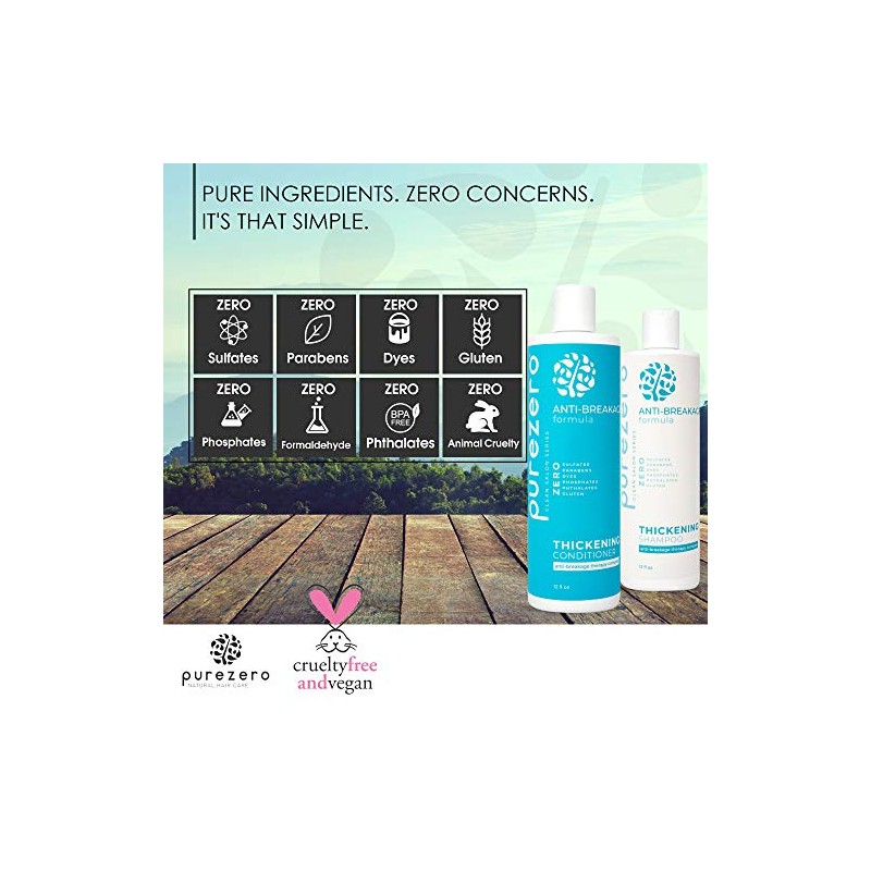 Purezero Set de Champú Acondicionador Antiroturas y Espesantes, para Pérdida