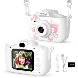 ASTGMI Children's Camera, 2.0 Inch Display Digital Camera, Gifts for 3 4 5 6 8 7 9 10 11 12 Years Boys Girls 1080P HD Anti-Drop Camera Children for Birthday Gift Christmas Toy White