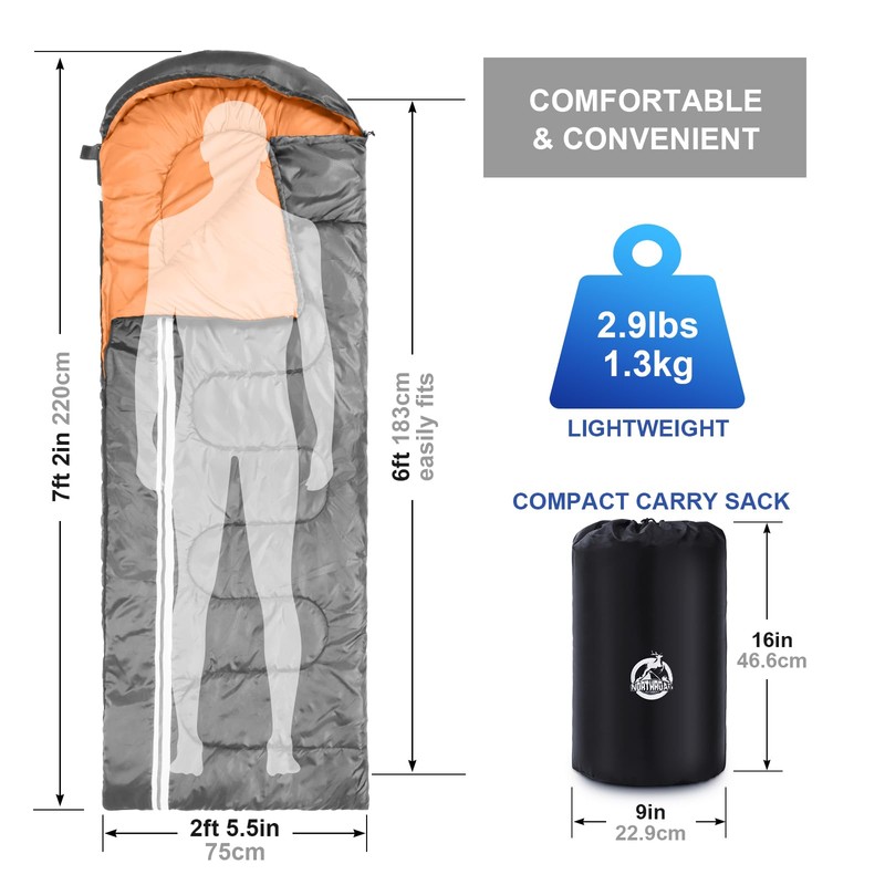 Northroad Lightweight Sleeping Bags for Adults Cold Weather, Waterproof Backpacking