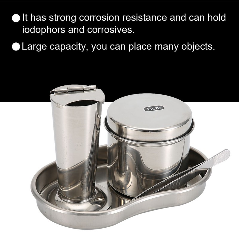 Tattoo Disinfection Kit Medical Stainless Steel Disinfection Plate Tank Jar