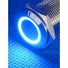 Sourcingmap 16mm Blue Ring LED 4 Terminal Momentary Push Button