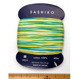 Yokota DARUMA Sashiko Thread (Thin) 3 Color Clay Card Roll, Approx. 15.6 ft (40 m) COL.402 Shaved Ice 01-2400