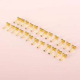 12 Pairs Surgical Stainless Steel Cubic Zirconia Birthstone Stud Earrings, Gold Plated Heart Star Round Multicolors Stud Earrings Set for Women (Gold round 2mm)