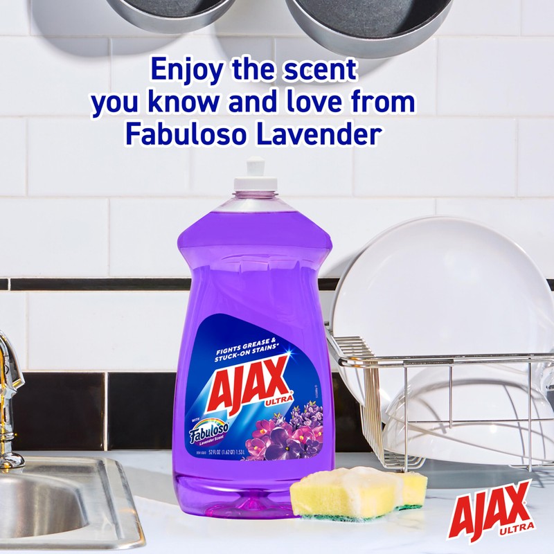 AJAX Ultra Liquid Dish Soap With Fabuloso, Lavender Scent, 52