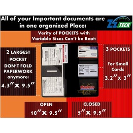 Zzteck NEWBK Car Insurance holder registration card documents auto organizer PU Leather