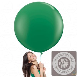 AFTERLOON® Biodegradable Balloons 3 pcs 36 Inch Orb Perfect Round Giant Extra Large Forest Green, Thickened Strong Latex Jumbo XL Big Helium Float, Gender Reveal Wedding Birthday Party Decorations