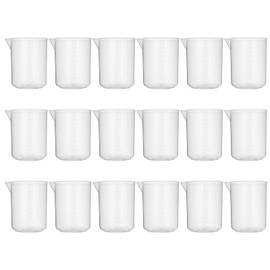 18 Pack Plastic Beakers, 1000 ml Graduations, Premium Polypropylene, Plastic Graduated Measuring Cups for Science Lab Equipment, Home Experiment, School Teaching Supplies Transparent