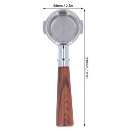 Coffee Portafilter, 58mm Portable Portafilter Detachable 2 Ears Bottomless Portafilter Handle with Single Layer Filter Screen (Rosewood)