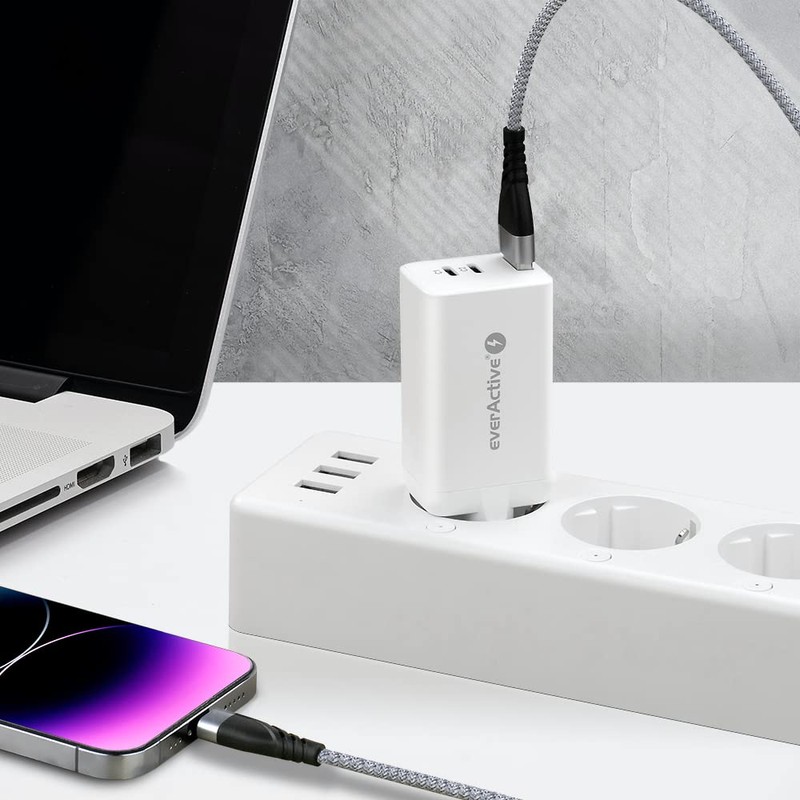 everActive GaN SC-650Q Mains Charger with QC4 + USB Socket