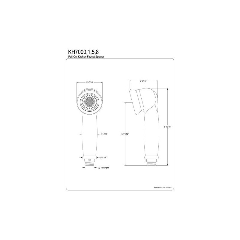 Kingston KH7001 Kitchen Faucet Sprayer, Polished Chrome