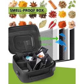 OZCHIN Activated Carbon Fiber Bag with Combination Lock, Large Storage Bag with Airtight Glass Jars & Waterproof Zippers Box, Large Travel Bag for Home Organization & Holiday Gifts