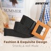 SANSTHS Womens Wide Elastic Belt, Boho Straw Braided Belt for