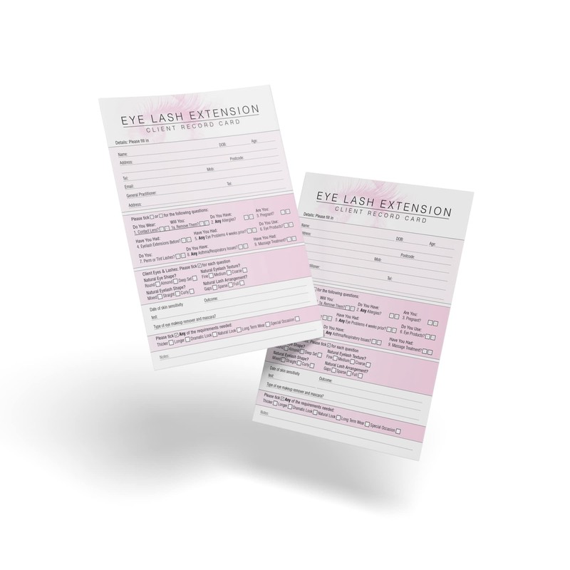 Eyelash Extension Client Record Card - Treatment Consultation Form for