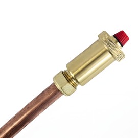 Wärmer System Efficient Automatic Air Vent with 15mm Compression Fittings - Cylinder Style for Trapped Air Removal