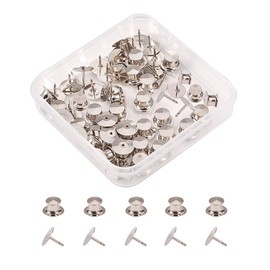 BENECREAT 60 Count Platinum Colors Clutch Pin Backs with Tie Tacks Blank Pins Kit, Locking Bulk Metal Pin Keepers Locking Clasp with Storage Case