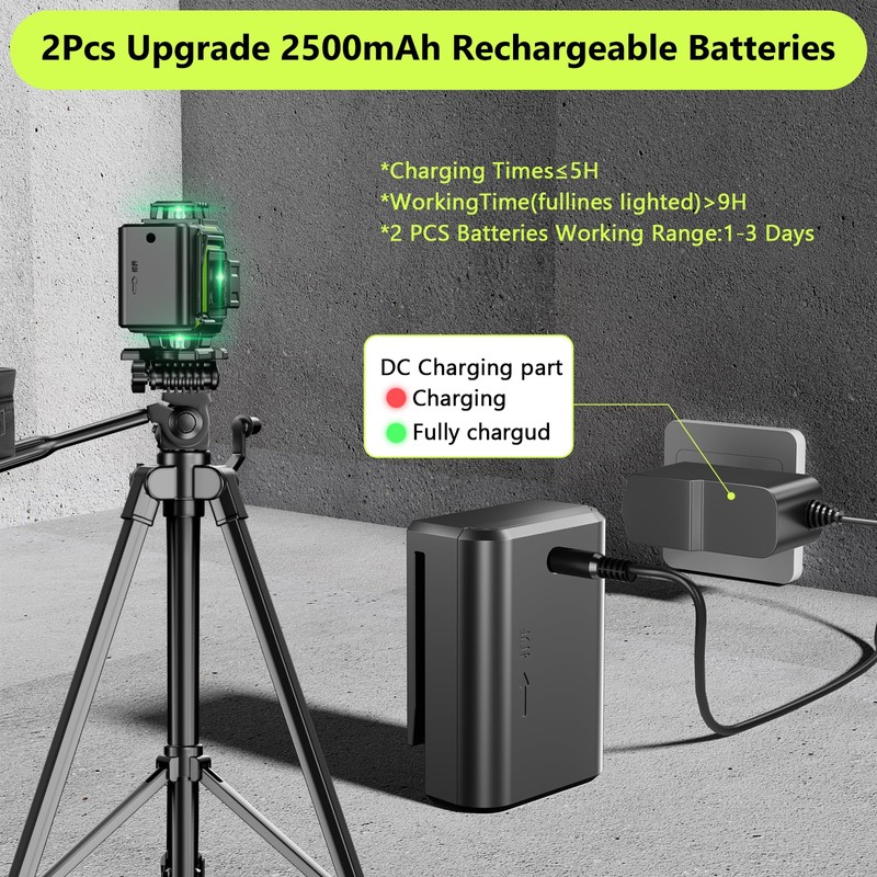 16 Line Laser Level 360 Self Leveling, 4x360°Professional 4D Green
