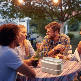 Salad Lunch Container - Large Capacity Stainless Steel Lunch Box,Portable Compartment Meal Prep Container for School, Work, Picnic, Dining Out