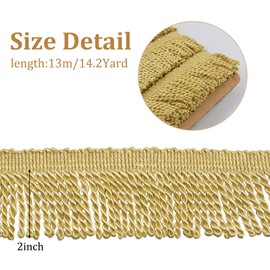 WANDIC Fringe Trim, 13M Polyester Bullion Fringe Trim for Curtain, Sofa, Crafts