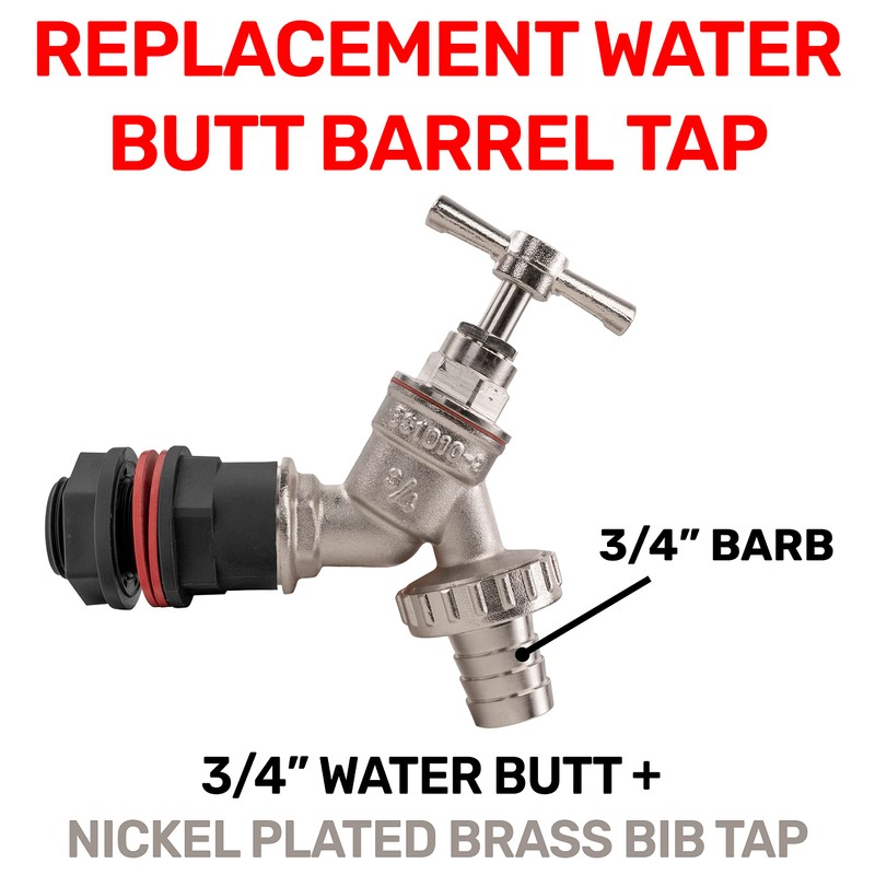 water butt/rain barrel/water storage tank 3/4" bsp adaptor+ bib tap