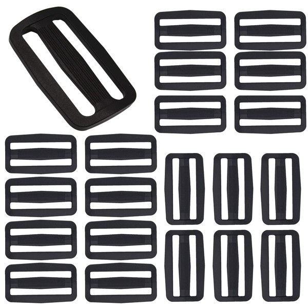 gvivej Ladder Buckles Clamp Pack of 20 Plastic Slider Strap Buckle Selectable 25 / 32 / 38 mm, black