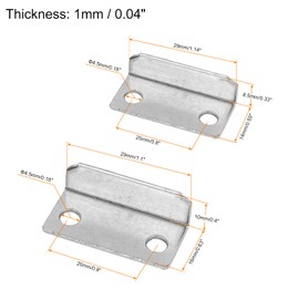 uxcell L Shaped Lock Strike Plate (29x16x10mm 8pcs, 29x14x8.5mm 40pcs) for Home Cabinet Cupboard Drawer Door