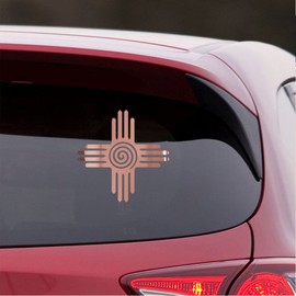 NBFU New Mexico Ia Sun Symbol 3 (Rose Gold) (Set Of 2) Premium Waterproof Vinyl Decal Stickers For Laptop Phone Accessory Helmet Car Window Bumper Mug Tuber Cup Door Wall Decoration