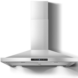 Zomagas Range Hood 30 inch Stainless Steel, Wall Mount kitchen Hood Ducted/Ductless Convertible, Vent Hood w/ 3 Speeds, Touch Control, 5-Layer Mesh Filters, Energy-Saving LED Lights
