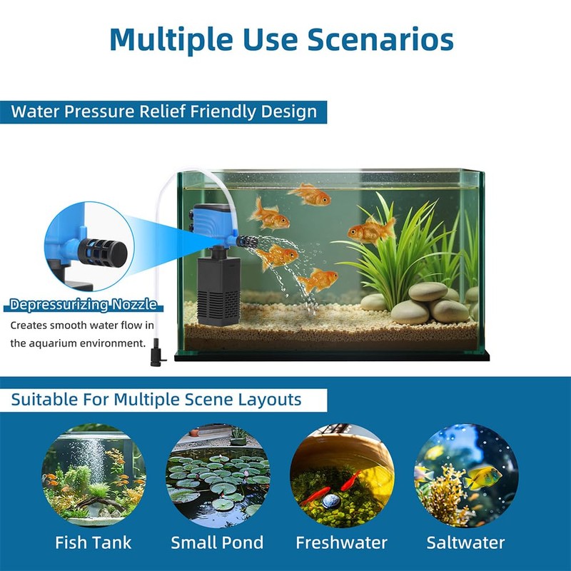 DaToo Aquarium Filter 5-15 Gallon Fish Tank Filter 120GPH Powerful