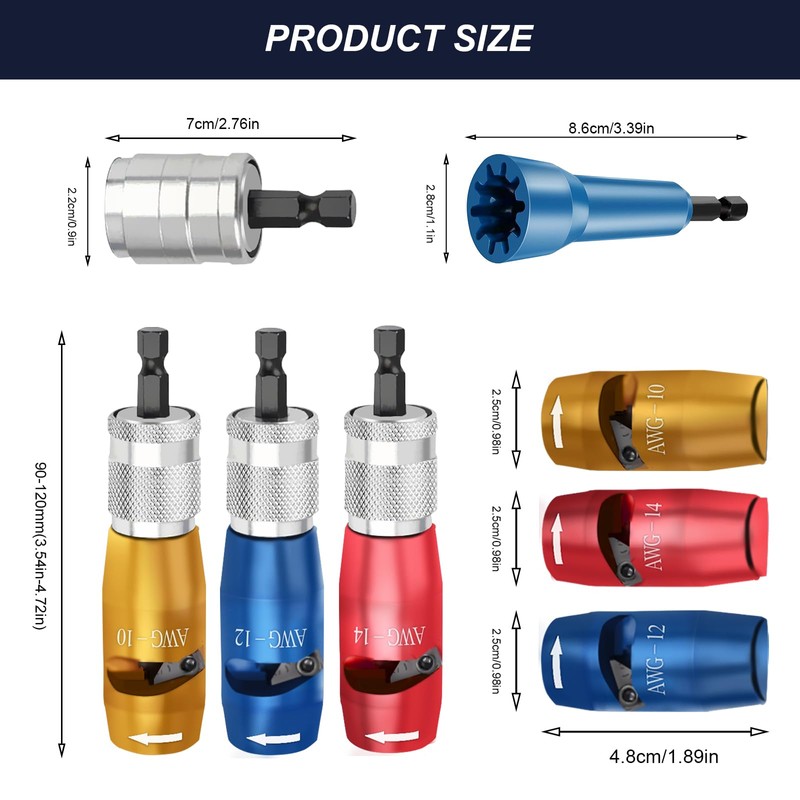 Wire Strippers for Drill, 2024 US Standard 10-14 AWG Wire