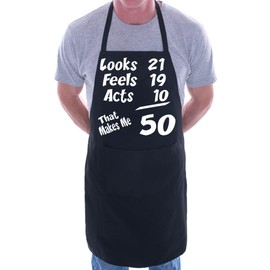 Print4U 50th Birthday Looks Feels BBQ Cooking Funny Novelty Apron Black