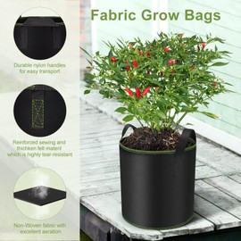 Enbagold Grow Bags for Vegetables, 5 Pack 20L Tomato Grow Bag Planter Fabric Pots Reusable, Potato Growing Bags with Handles